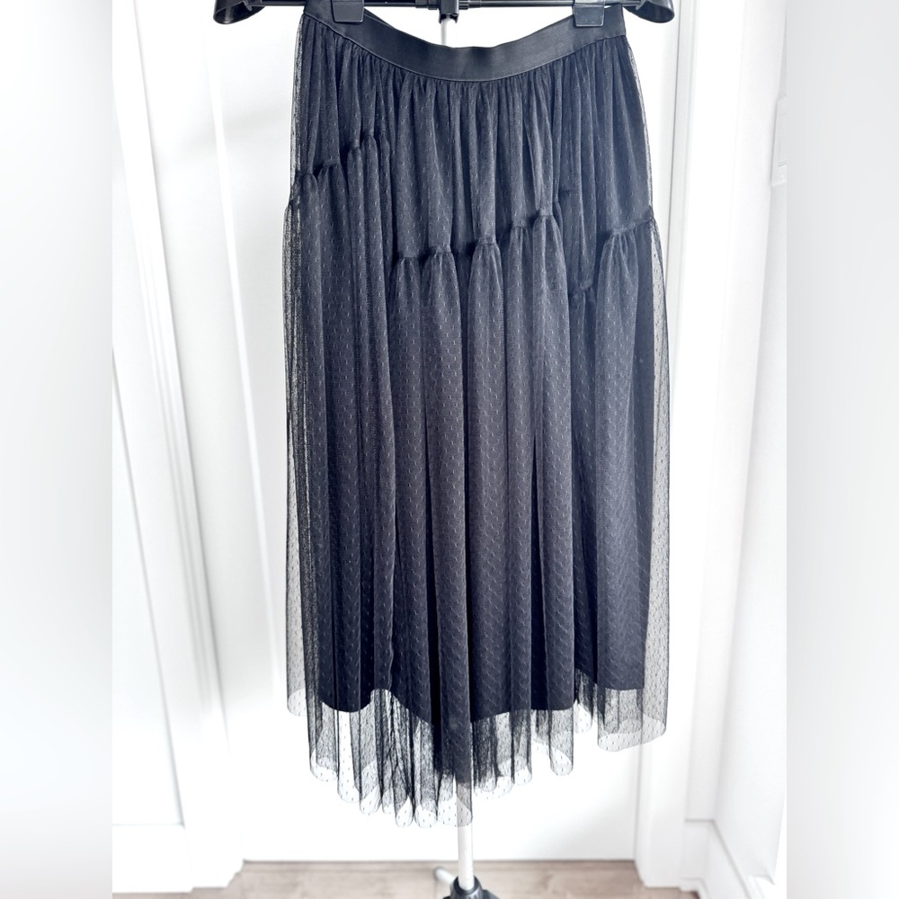Black layered long skirt lace, mesh
